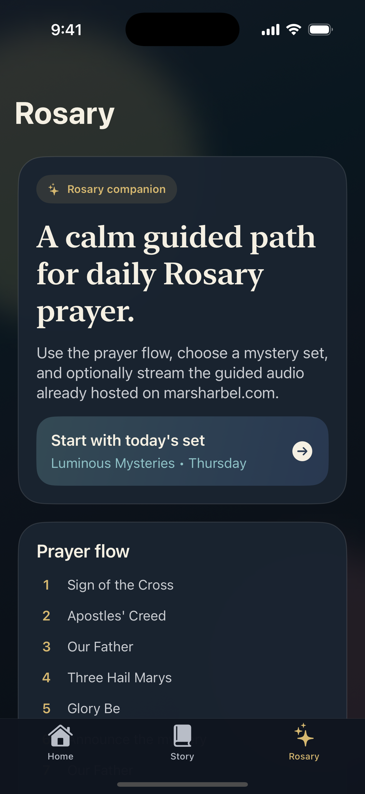 Saint Charbel iPhone Rosary hub screen